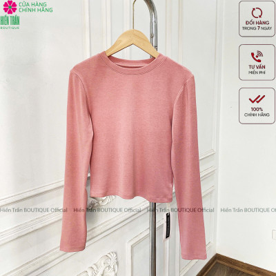Áo thun trơn Hiền Trần BOUTIQUE cổ tròn crop dáng lỡ tay dài mặc thu đông siêu xinh cho nữ - Top Nữ Women A10