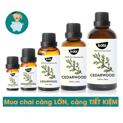 Tinh Dầu Hoàng Đàn Kobi Cedarwood Essential Oil Dùng Xông Phòng, Giúp Khử Trùng, Giảm Đau, Chống Viêm Nhiễm Hiệu Quả - 5ml