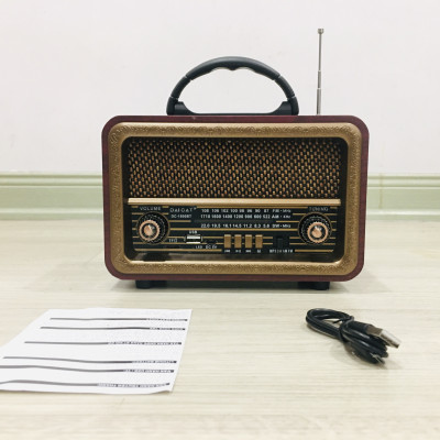 Đài FM Bluetooth5.1/USB/TF DC-8070BT Đài phát thanh cổ điển Sang trọng -Fm Am Sw 3 băng tần với USB Sd Tf Mp3 Radio vân gỗ-Hàng Chính Hãng