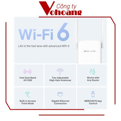 Bộ Mở Rộng Sóng Wi-Fi 6 AX1500 Mercusys ME60X - Hàng chính hãng