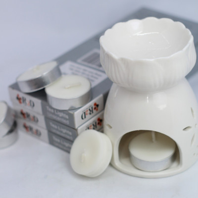 Nến không khói màu trắng tealight 10 viên dùng cho lò xông tinh dầu chính hãng R2D