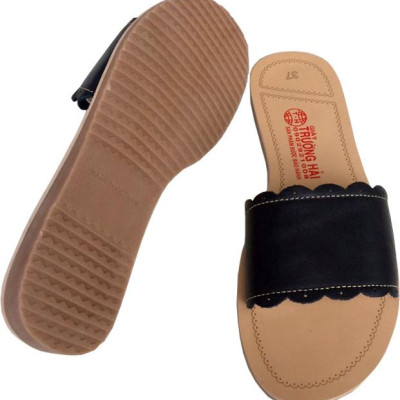 Dép nữ quai ngang 1 bản da bò đế đúc cao cấp Trường Hải QNN0156