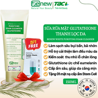 Sữa Rửa Mặt Glutathione BENEW White Purifying Foam Cleanser Glutathione Làm Sạch Da Dưỡng Sáng Da 150ml