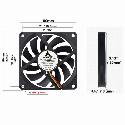 【 Ready stock 】1 Pieces Gdstime 80mmx80mmx1mm Cooling Fan 80mm x 1mm DC 11V 3Pin Three Wires For PC CPU Case Cooler 801