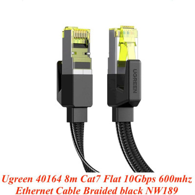 Ugreen UG40164NW189TK 8m 10Gbps 600mhz dây dẹt Nylon Braided Màu Đen Cáp mạng Cat7 - HÀNG CHÍNH HÃNG