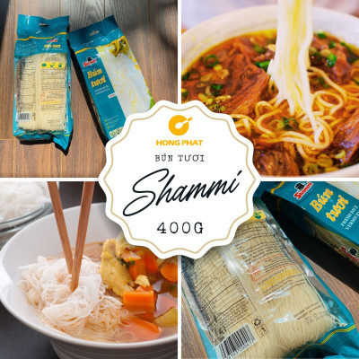 Combo Bánh tráng gỏi cuốn Shammi tròn túi 400g + Bánh tráng chả giò Shammi vuông túi 200g + Bún tươi Shammi túi 400g