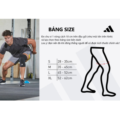 Bó Gối, Băng Gối Thể Thao Thun Co Giãn ADIDAS ADSU-1242WH Knee Support (1 Cái) - Hàng Chính Hãng