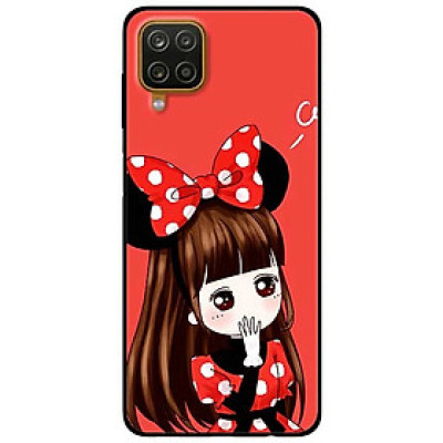 Ốp lưng dành cho Samsung Galaxy A12 mẫu Cô Gái Đầm Chấm Bi