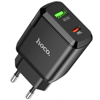 Củ Sạc nhanh 2 cổng Hoco N5 - PD20W + QC3.0 Dành cho điện thoại iPhone iP Huawei Samsung Oppo Realme - Hàng chính hãng