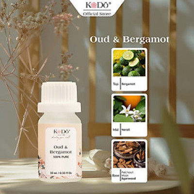 Tinh Dầu Nước Hoa Kodo Oud & Bergamot Hương Gỗ Thanh Mát - Làm Thơm Phòng, Không Gian, Quần Áo - Signature Collection - 10/50/100/500ml