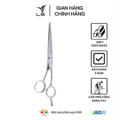 Kéo cắt tóc LS JP-601 lưỡi thẳng quai offset phẳng đỡ ngón tháo rời-tặng bao da và bộ vệ sinh kéo