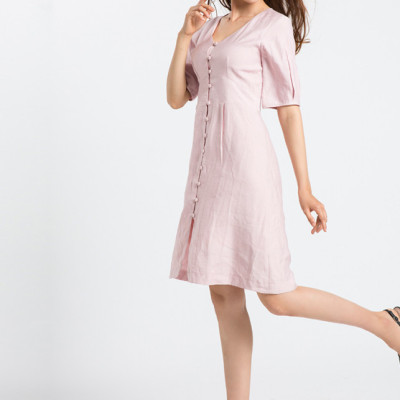 Đầm Công Sở Cao Cấp Đầm Dài Qua Gối Thời trang thiết kế Hity DRE077 (Hồng Anh Đào Sakura)