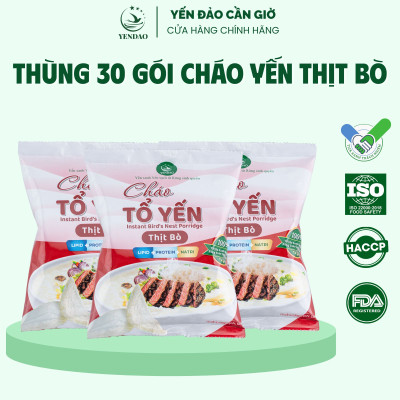 Yến Đảo - Thùng 30 Gói Cháo Yến Thịt Bò Thơm Ngon Tiện Dụng Giàu Dinh Dưỡng Cho Mọi Nhà