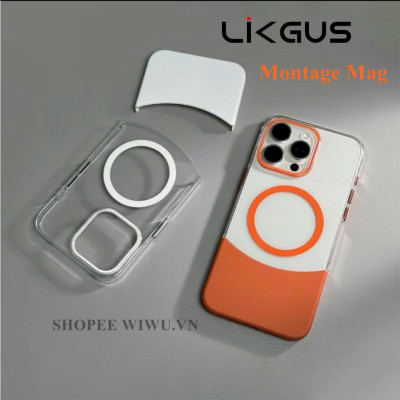 Ốp lưng siêu mỏng LIKGUS Montage ghép 2 mảnh cho iPhone 16 Pro Max , 16 Pro, 16 Plus, 16 , 15 Pro Max , 14 Pro Max , 13 Pro max, 12 Pro Max Chống ố vàng , hỗ trơ sạc không dây - Hàng chính hãng