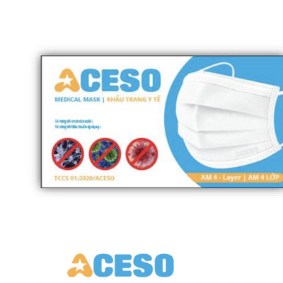 Khẩu trang kháng khuẩn 4 lớp Aceso - Tiêu chuẩn TCVN 8389-1 và ISO 13485: 2016.