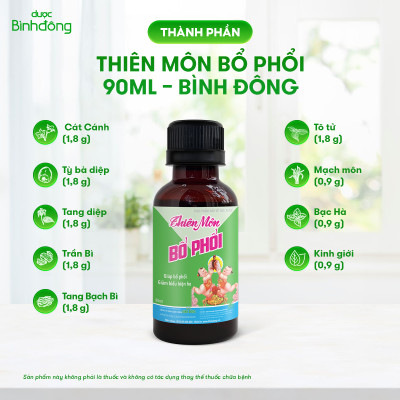 Combo 6 chai Thiên Môn Bổ Phổi Dược Bình Đông Chai 90ml dành cho Trẻ em – Giảm ho, Bổ phổi