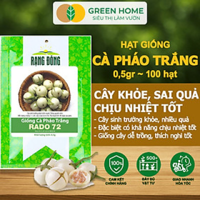 Hạt Giống Cà Pháo Trắng GreenHome, Gói 0,5g~100 hạt, Dễ Trồng Quanh Năm, Năng Suất Cao T44