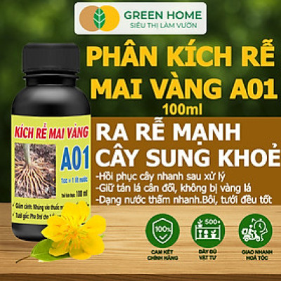 Phân Bón Kích Rễ Mai Vàng GreenHome, Hũ 100ml, Ra Rễ Cực Mạnh Dùng Giâm, Chiết Cành, Chuyên Hoa Mai
