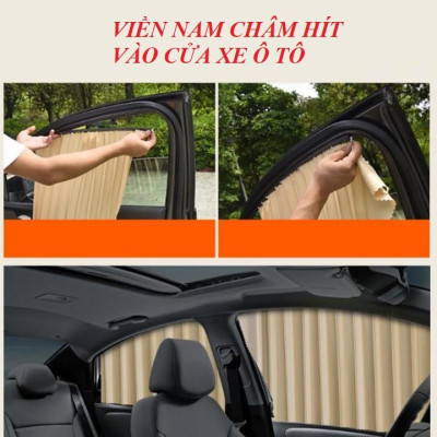 Combo 4 tấm Rèm che nắng vải nam châm, tấm che nắng ô tô, bạt che nắng