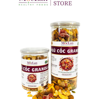Granola Siêu Hạt Mộc Lan Healthy Foods - 5 loại hạt ngũ cốc và trái cây sấy Giảm Cân Nướng Mật Ong, Không Đường - 250g, 500g