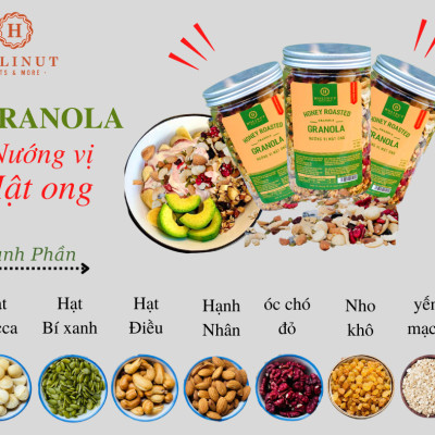 Ngũ Cốc Granola Nướng Vị Mật Ong Hạt Nhập Khẩu - thương Hiệu Holinut/500gram
