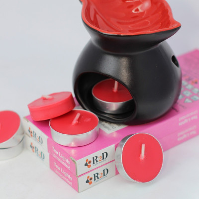Nến trà Tealight màu đỏ hộp 10 viên chính hãng R2D không khói không mùi dùng cho đèn thiền