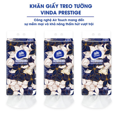 [1 GÓI KHĂN TREO TƯỜNG] Khăn giấy treo tường cao cấp Vinda Prestige 4D 3 lớp 212 tờ