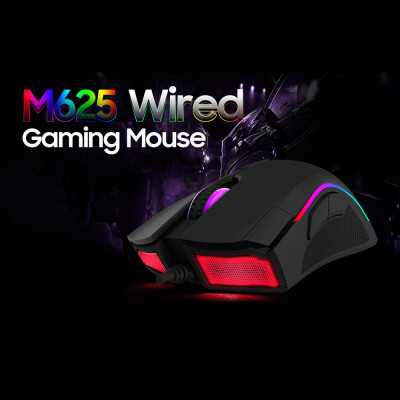 Chuột chơi game có dây Delux M625 7 nút có thể lập trình Chuột công thái học với cảm biến A3050 4000 DPI Đèn nền RGB