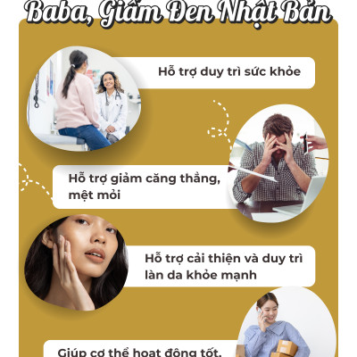 Viên Uống Bổ Sung Baba, Giấm Đen Hỗ Trợ Phục Hồi Sức Khỏe, Giảm Căng Thẳng Mệt Mỏi Seedcoms Nhật Bản