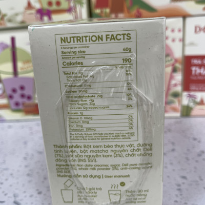Bột trà sữa Matcha 3in1 Déli - Hộp 320gr (8 gói), pha chế trà sữa tiện lợi, nhanh chóng