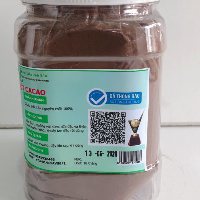 Bột Cacao Đắk Lắk nguyên chất 100% - Hủ 500g