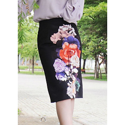 Chân Váy Nữ Họa Tiết Hoa F’Amor - Đen