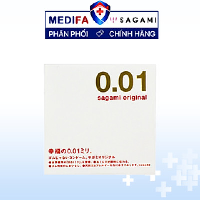 Bao cao su Sagami Original 0.01 (H1) - Non Latex - Siêu Mỏng - Truyền Nhiệt Nhanh - Chống Dị Ứng - Nhập Khẩu Chính Hãng - Che Tên Sản Phẩm