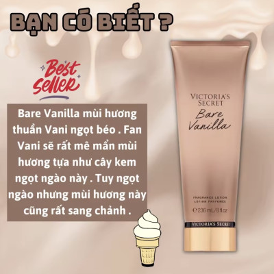 Victoria Secret Bare Vanilla Chính Hãng - Body Mist Victoria Secret Bare Vanilla 250ml & Lotion Victoria Secret Bare Vanilla Chính Hãng 236ml