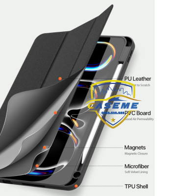 [iPad Air 6 M2] Bao Da Dành Cho iPad Air 6 11 inch M2 2024, iPad Air 6 13 inch M2 2024 Dux Ducis Domo Series Có Khe Cắm Bút - Hàng Chính Hãng