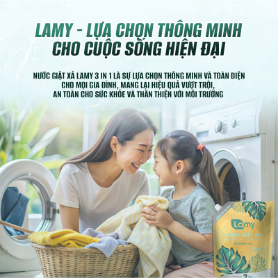 [MUA 1 TẶNG 1] Nước Giặt Xả Lamy EcoWipes Túi 2KG Hương Nước Hoa Thơm Lâu Sạch Nhanh Làm Mềm Vải 3IN1 (2 TÚI)