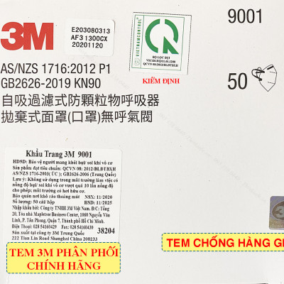 Khẩu trang 3M 9001 - Khẩu trang 3D Mask chống bụi mịn, phòng độc, chống giọt bắn