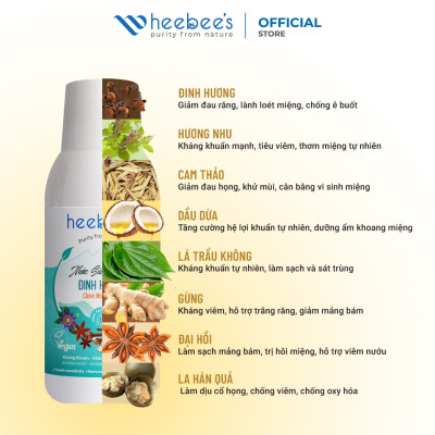 Nước Súc Miệng Thảo Dược Thuần Chay Chiết Xuất Đinh Hương Sạch khuẩn, Thơm Mát 150ml