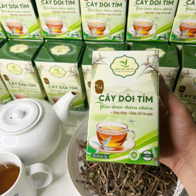 Trà cây dòi tím túi lọc Tuệ Tâm - Trà túi lọc cây dòi tím - Mỗi hộp có 30 gói 3g - Dùng cho người ho, ho lâu ngày, phổi yếu