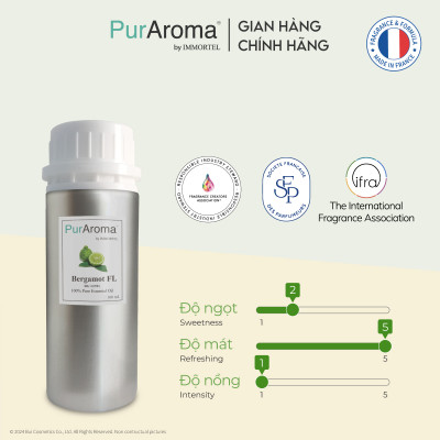 (Đậm Đặc | Chai Lớn) Tinh dầu CAM BERGAMOT nguyên chất PurAroma by IMMORTEL - Chính hãng Pháp