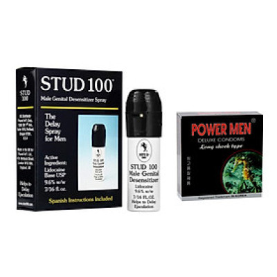 Stud 100 Xịt Chống Xuất Tinh Sớm + Bao Cao Su Kéo Dài Thời Gian Yêu Cho Nam Power Men (Hộp 3s) - Hàng Chính Hãng 100% - Che Tên Sản Phẩm