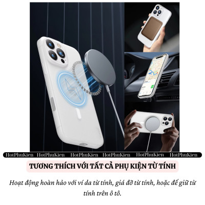 Ốp lưng nhám từ tính N52 siêu mỏng 0.3mm hiệu Memumi Slim Magnetic cho iPhone 16 Pro Max 15 Pro Max 14 Pro Max - màng bảo vệ camera, mặt lưng chống bám bẩn - Hàng nhập khẩu