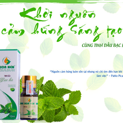 Tinh dầu Bạc Hà nguyên chất 3ml - Hoa Nén - Vegan - Thư giãn, Tập trung, mát lạnh sảng khoái