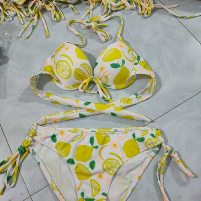 Bikini Tam Giác Có Gọng Nâng Ngực Họa Tiết