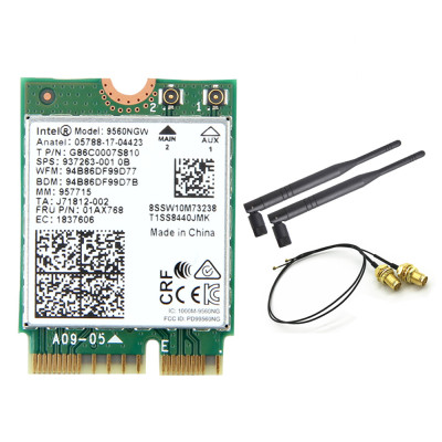 Dual Band 1.73Gbps Wifi Card For Intel 9560 9560NGW Wireless Bluetooth 5.0 NGFF M.2 Key E 2.4G/5Ghz with Antennas For Desktop