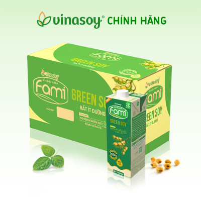 Thùng Vinasoy Fami Green soy rất ít đường hộp (10 hộp x 1 Lít)