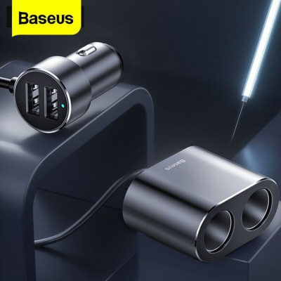 Tẩu sạc Baseus High Efficiency 1 to 2 Cigarette Lighter đa năng tích hợp bộ chia cổng sạc- hàng chính hãng