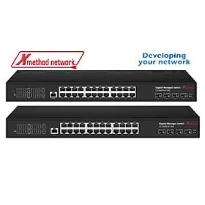 Bộ chuyển mạch 28-port managed Gigabit Ethernet Switch, 24-port PoE, 4 SFP - Xmethod Network - Hàng chính hãng 