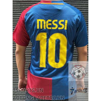 Áo Bóng Đá Retro Barcelona 2009 - Sân Nhà In Tên Messi Số 10 bản cao cấp vải Cotton Polyester