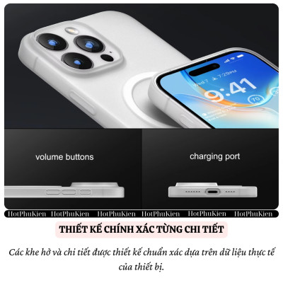 Ốp lưng nhám từ tính N52 siêu mỏng 0.3mm hiệu Memumi Slim Magnetic cho iPhone 16 Pro Max 15 Pro Max 14 Pro Max - màng bảo vệ camera, mặt lưng chống bám bẩn - Hàng nhập khẩu